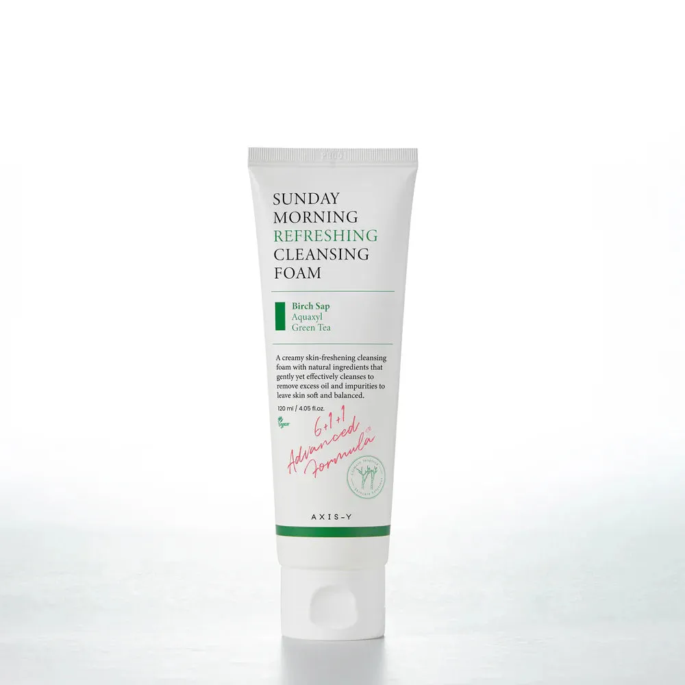 AXIS Y sunday morning refreshing cleansing foam Brich sap aquaxyl green tea غسول البشرة الرغوي من اكسز واي